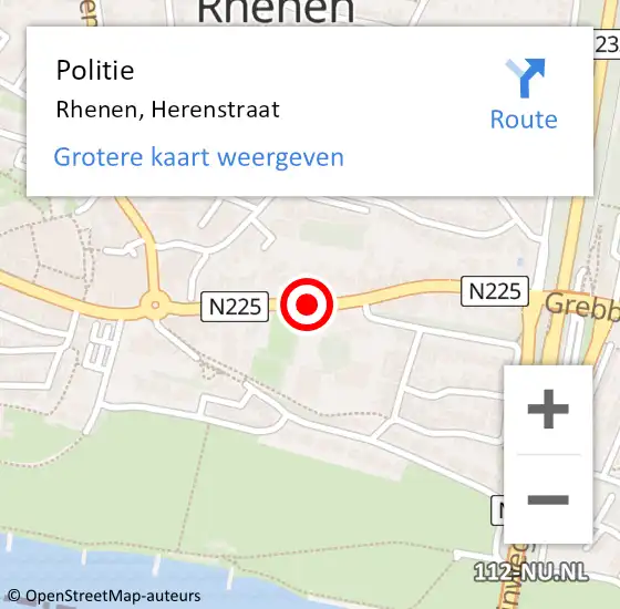 Locatie op kaart van de 112 melding: Politie Rhenen, Herenstraat op 22 juli 2018 18:46