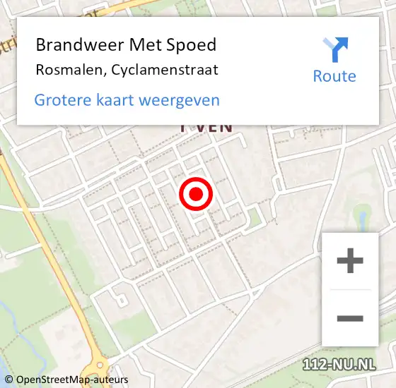 Locatie op kaart van de 112 melding: Brandweer Met Spoed Naar Rosmalen, Cyclamenstraat op 22 juli 2018 18:55