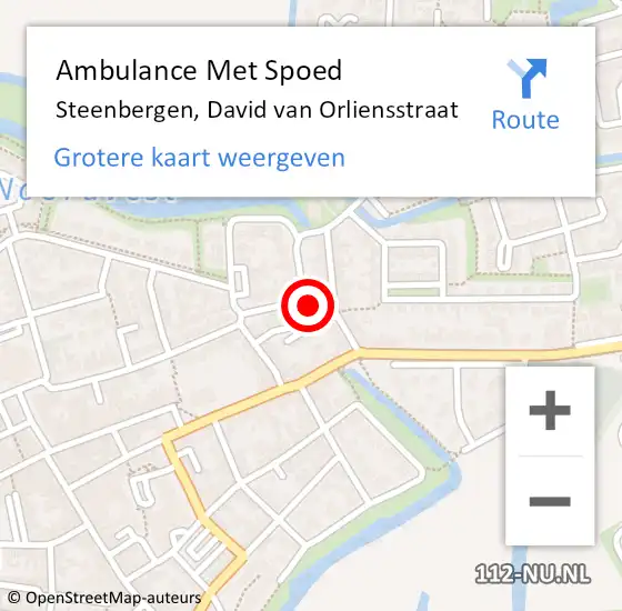 Locatie op kaart van de 112 melding: Ambulance Met Spoed Naar Steenbergen, David van Orliensstraat op 22 juli 2018 19:26