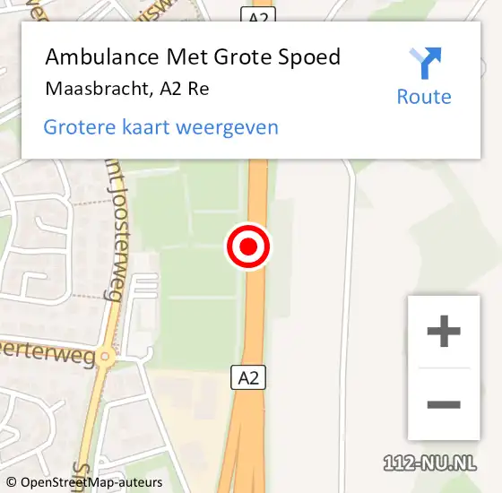 Locatie op kaart van de 112 melding: Ambulance Met Grote Spoed Naar Maasbracht, A2 Li op 22 juli 2018 19:34