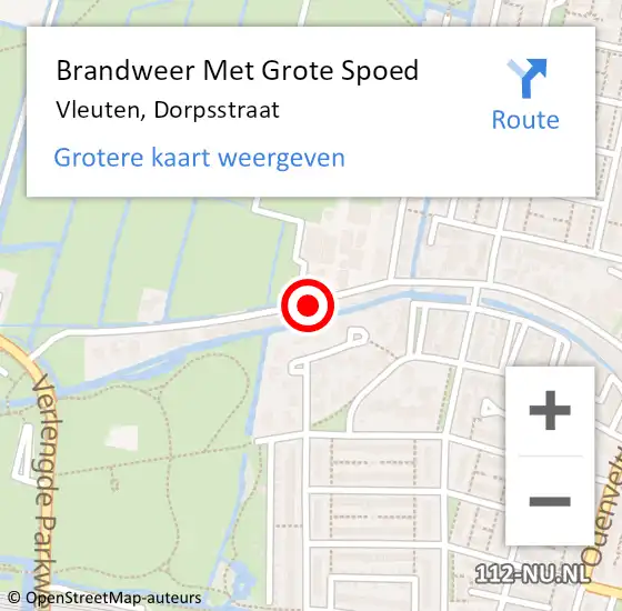 Locatie op kaart van de 112 melding: Brandweer Met Grote Spoed Naar Vleuten, Dorpsstraat op 22 juli 2018 20:01