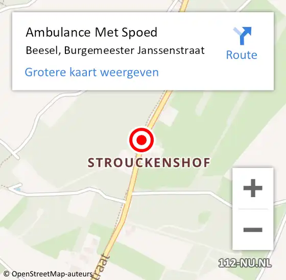 Locatie op kaart van de 112 melding: Ambulance Met Spoed Naar Beesel, Burgemeester Janssenstraat op 22 juli 2018 20:25