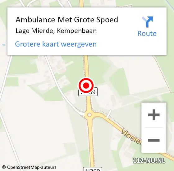 Locatie op kaart van de 112 melding: Ambulance Met Grote Spoed Naar Lage Mierde, Kempenbaan op 22 juli 2018 20:27