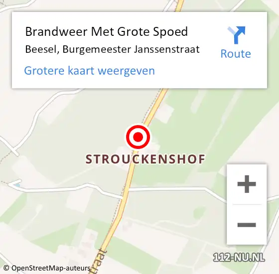 Locatie op kaart van de 112 melding: Brandweer Met Grote Spoed Naar Beesel, Burgemeester Janssenstraat op 22 juli 2018 20:31