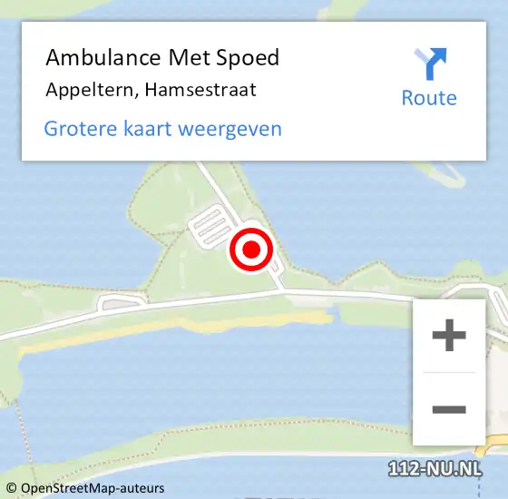 Locatie op kaart van de 112 melding: Ambulance Met Spoed Naar Appeltern, Hamsestraat op 22 juli 2018 20:58