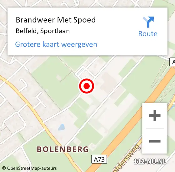 Locatie op kaart van de 112 melding: Brandweer Met Spoed Naar Belfeld, Sportlaan op 22 juli 2018 21:04