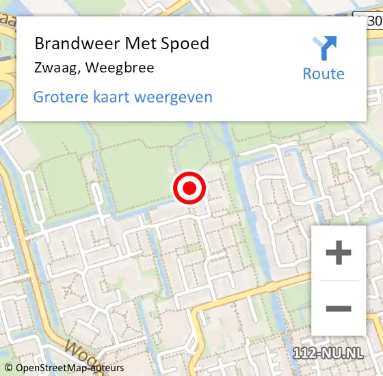 Locatie op kaart van de 112 melding: Brandweer Met Spoed Naar Zwaag, Weegbree op 22 juli 2018 21:29