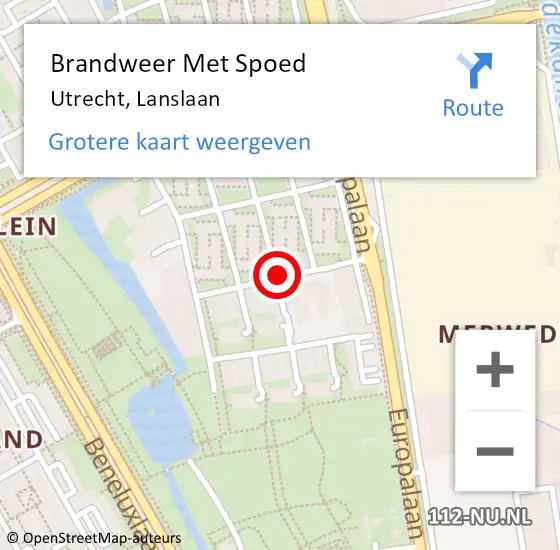 Locatie op kaart van de 112 melding: Brandweer Met Spoed Naar Utrecht, Lanslaan op 22 juli 2018 21:30