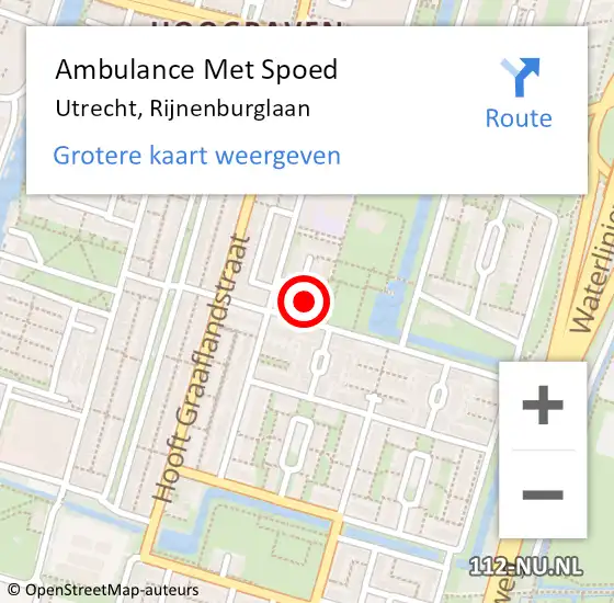 Locatie op kaart van de 112 melding: Ambulance Met Spoed Naar Utrecht, Rijnenburglaan op 22 juli 2018 21:31