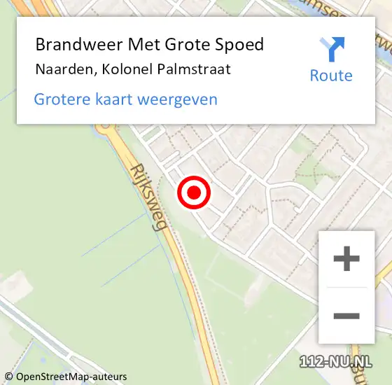 Locatie op kaart van de 112 melding: Brandweer Met Grote Spoed Naar Naarden, Kolonel Palmstraat op 22 juli 2018 22:15