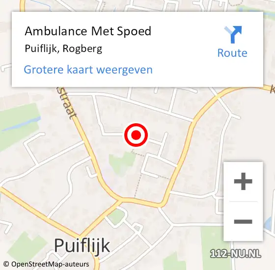 Locatie op kaart van de 112 melding: Ambulance Met Spoed Naar Puiflijk, Rogberg op 22 juli 2018 22:27