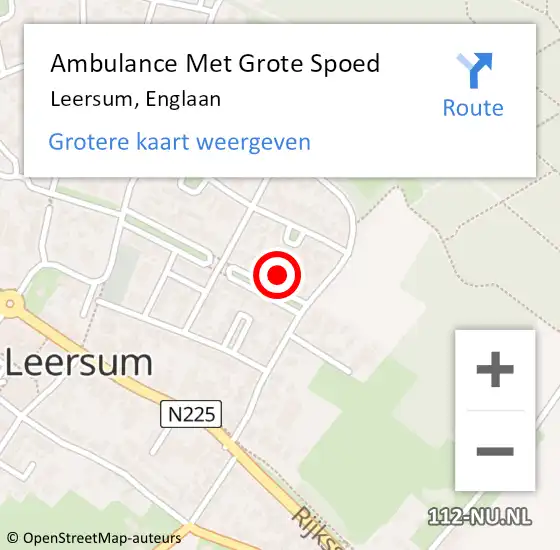 Locatie op kaart van de 112 melding: Ambulance Met Grote Spoed Naar Leersum, Englaan op 22 juli 2018 23:13