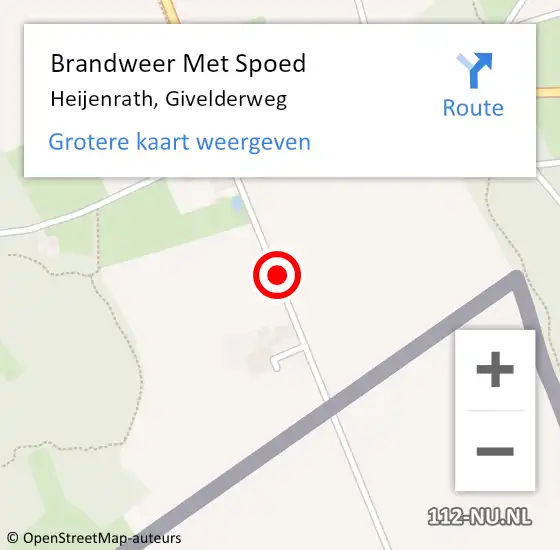 Locatie op kaart van de 112 melding: Brandweer Met Spoed Naar Heijenrath, Givelderweg op 22 juli 2018 23:17