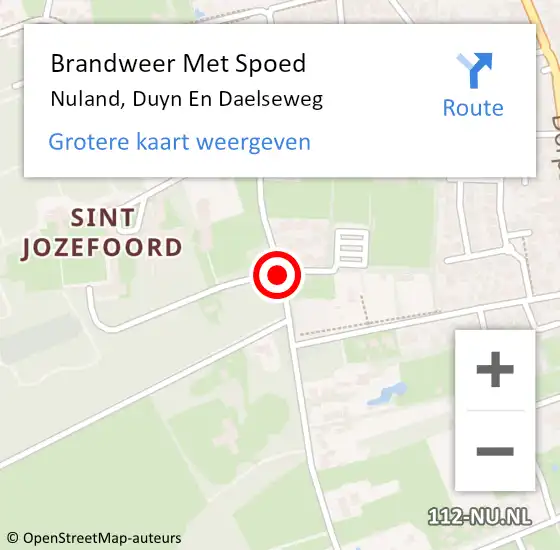 Locatie op kaart van de 112 melding: Brandweer Met Spoed Naar Nuland, Duyn En Daelseweg op 23 juli 2018 00:56