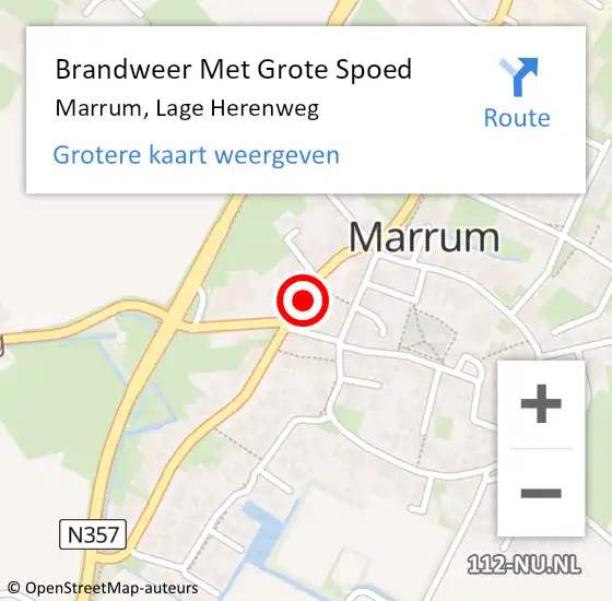 Locatie op kaart van de 112 melding: Brandweer Met Grote Spoed Naar Marrum, Lage Herenweg op 23 juli 2018 02:33
