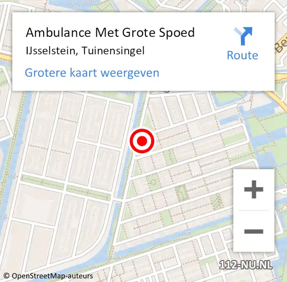 Locatie op kaart van de 112 melding: Ambulance Met Grote Spoed Naar IJsselstein, Tuinensingel op 23 juli 2018 02:38