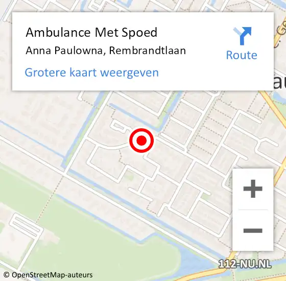 Locatie op kaart van de 112 melding: Ambulance Met Spoed Naar Anna Paulowna, Rembrandtlaan op 23 juli 2018 02:41