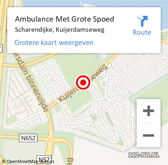 Locatie op kaart van de 112 melding: Ambulance Met Grote Spoed Naar Scharendijke, Kuijerdamseweg op 23 juli 2018 05:17