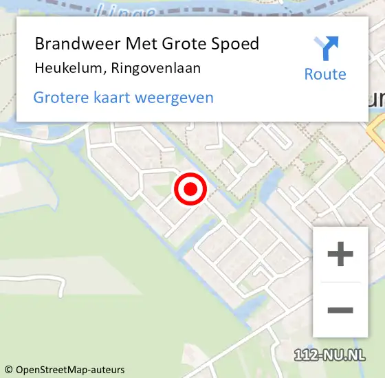 Locatie op kaart van de 112 melding: Brandweer Met Grote Spoed Naar Heukelum, Ringovenlaan op 23 juli 2018 05:59