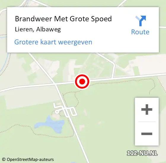 Locatie op kaart van de 112 melding: Brandweer Met Grote Spoed Naar Lieren, Albaweg op 3 maart 2014 18:48