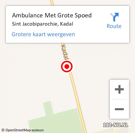 Locatie op kaart van de 112 melding: Ambulance Met Grote Spoed Naar Sint Jacobiparochie, Kadal op 23 juli 2018 07:31