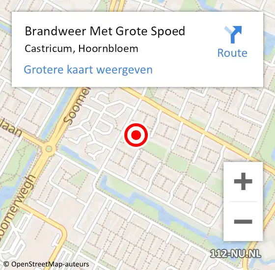 Locatie op kaart van de 112 melding: Brandweer Met Grote Spoed Naar Castricum, Hoornbloem op 23 juli 2018 07:46