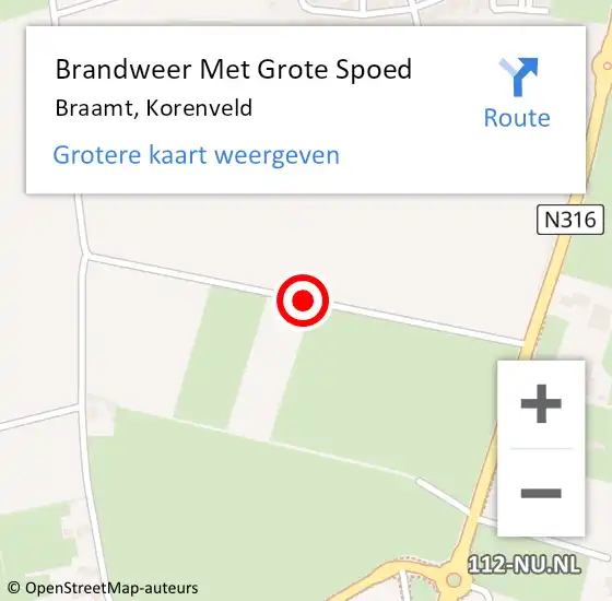 Locatie op kaart van de 112 melding: Brandweer Met Grote Spoed Naar Braamt, Korenveld op 3 maart 2014 18:51