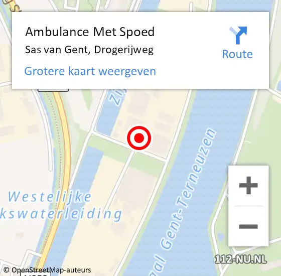 Locatie op kaart van de 112 melding: Ambulance Met Spoed Naar Sas van Gent, Drogerijweg op 23 juli 2018 07:57