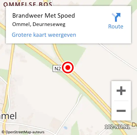 Locatie op kaart van de 112 melding: Brandweer Met Spoed Naar Ommel, Deurneseweg op 23 juli 2018 09:18