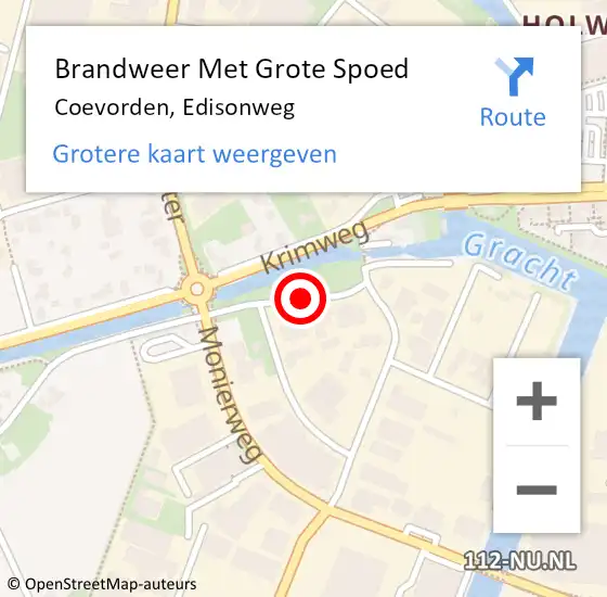 Locatie op kaart van de 112 melding: Brandweer Met Grote Spoed Naar Coevorden, Edisonweg op 23 juli 2018 09:37