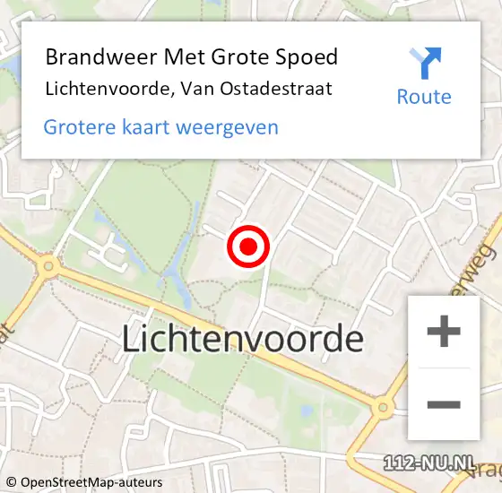 Locatie op kaart van de 112 melding: Brandweer Met Grote Spoed Naar Lichtenvoorde, Van Ostadestraat op 23 juli 2018 10:03