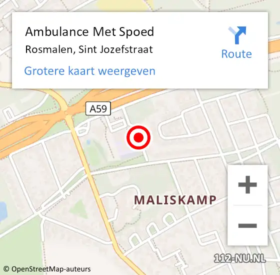 Locatie op kaart van de 112 melding: Ambulance Met Spoed Naar Rosmalen, Sint Jozefstraat op 23 juli 2018 10:07