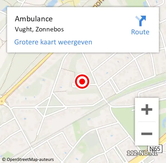 Locatie op kaart van de 112 melding: Ambulance Vught, Zonnebos op 23 juli 2018 10:34
