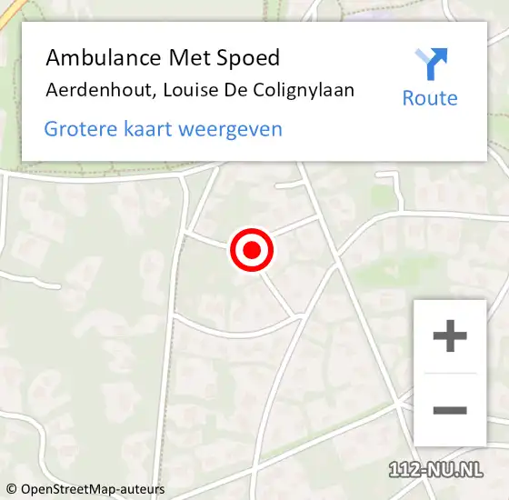 Locatie op kaart van de 112 melding: Ambulance Met Spoed Naar Aerdenhout, Louise De Colignylaan op 23 juli 2018 10:55