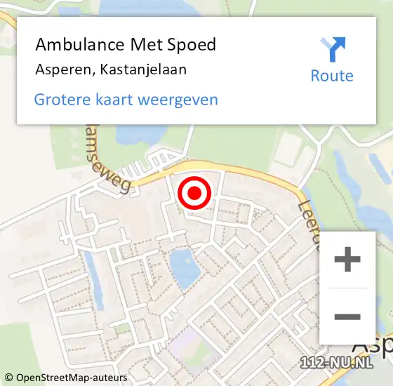 Locatie op kaart van de 112 melding: Ambulance Met Spoed Naar Asperen, Kastanjelaan op 23 juli 2018 11:24