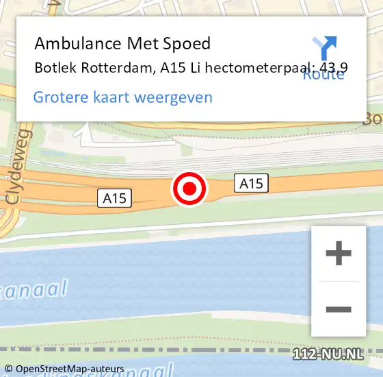 Locatie op kaart van de 112 melding: Ambulance Met Spoed Naar Botlek Rotterdam, A15 Re op 23 juli 2018 11:35