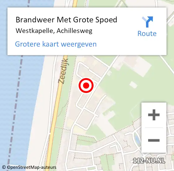 Locatie op kaart van de 112 melding: Brandweer Met Grote Spoed Naar Westkapelle, Achillesweg op 23 juli 2018 11:37