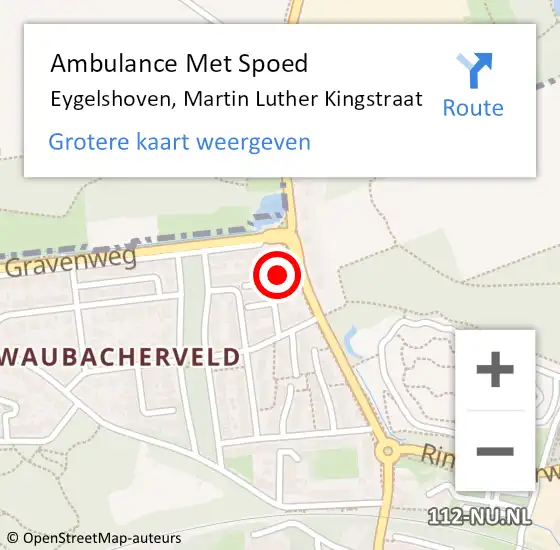 Locatie op kaart van de 112 melding: Ambulance Met Spoed Naar Eygelshoven, Martin Luther Kingstraat op 3 maart 2014 19:06