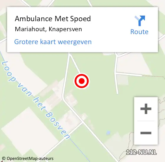 Locatie op kaart van de 112 melding: Ambulance Met Spoed Naar Mariahout, Knapersven op 23 juli 2018 12:25