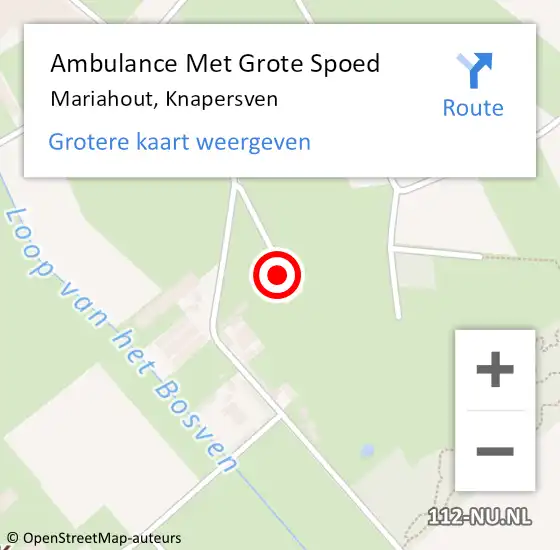 Locatie op kaart van de 112 melding: Ambulance Met Grote Spoed Naar Mariahout, Knapersven op 23 juli 2018 12:31