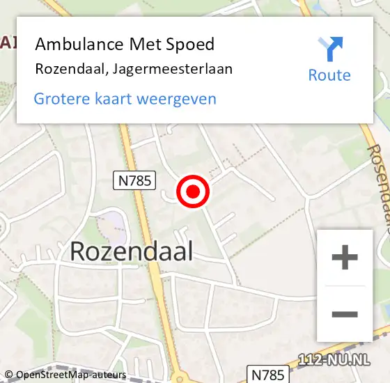 Locatie op kaart van de 112 melding: Ambulance Met Spoed Naar Rozendaal, Jagermeesterlaan op 23 juli 2018 12:41