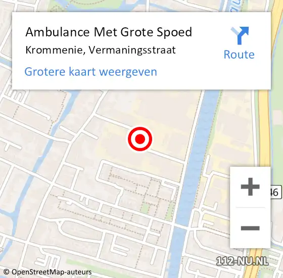 Locatie op kaart van de 112 melding: Ambulance Met Grote Spoed Naar Krommenie, Vermaningsstraat op 23 juli 2018 12:49