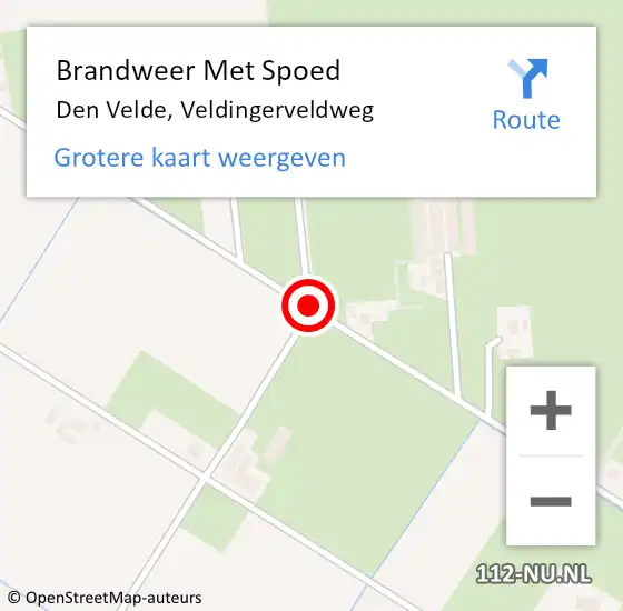 Locatie op kaart van de 112 melding: Brandweer Met Spoed Naar Den Velde, Veldingerveldweg op 3 maart 2014 19:12