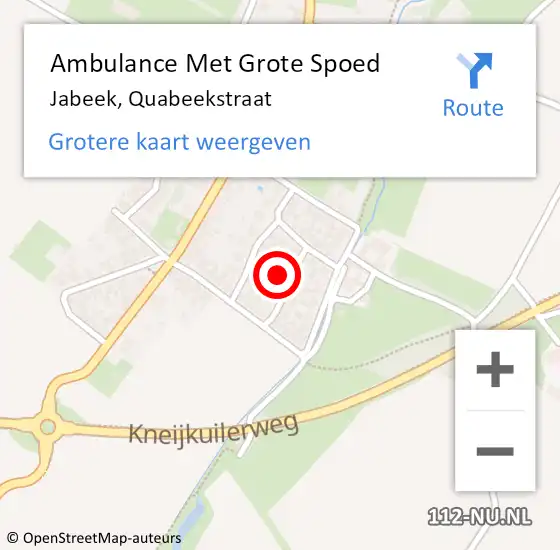 Locatie op kaart van de 112 melding: Ambulance Met Grote Spoed Naar Jabeek, Quabeekstraat op 3 maart 2014 19:15