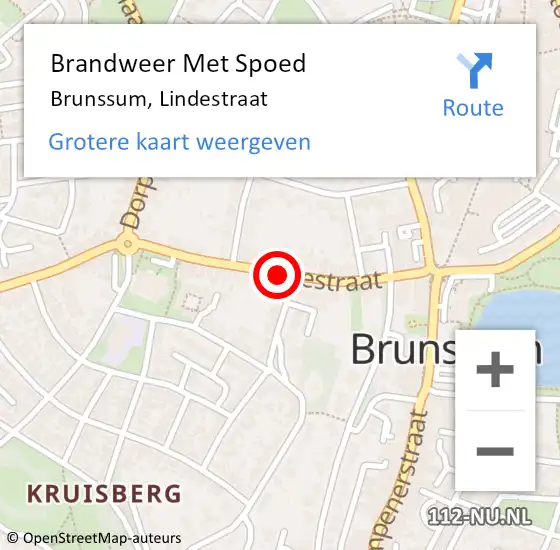 Locatie op kaart van de 112 melding: Brandweer Met Spoed Naar Brunssum, Lindestraat op 23 juli 2018 13:45