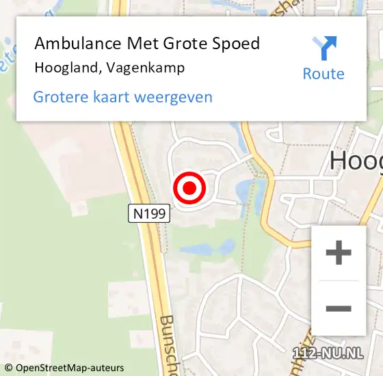 Locatie op kaart van de 112 melding: Ambulance Met Grote Spoed Naar Hoogland, Vagenkamp op 23 juli 2018 14:30