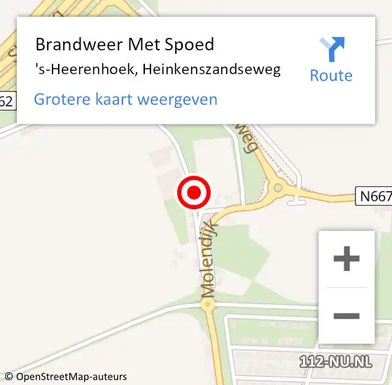 Locatie op kaart van de 112 melding: Brandweer Met Spoed Naar 's-Heerenhoek, Heinkenszandseweg op 23 juli 2018 15:32