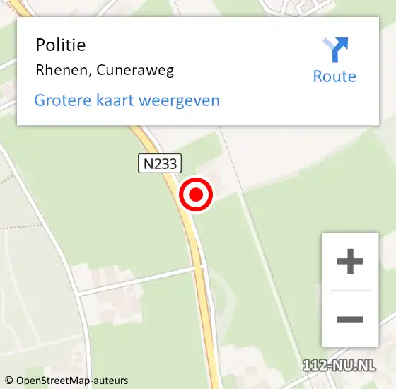 Locatie op kaart van de 112 melding: Politie Rhenen, Cuneraweg op 23 juli 2018 16:16