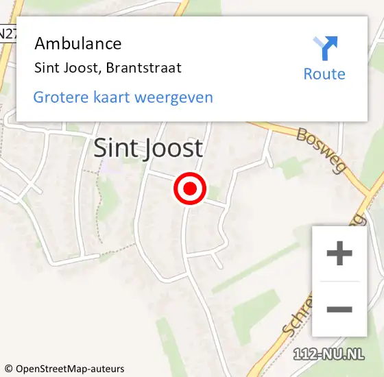 Locatie op kaart van de 112 melding: Ambulance Sint Joost, Brantstraat op 23 juli 2018 16:36