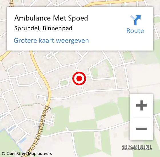 Locatie op kaart van de 112 melding: Ambulance Met Spoed Naar Sprundel, Binnenpad op 23 juli 2018 17:02